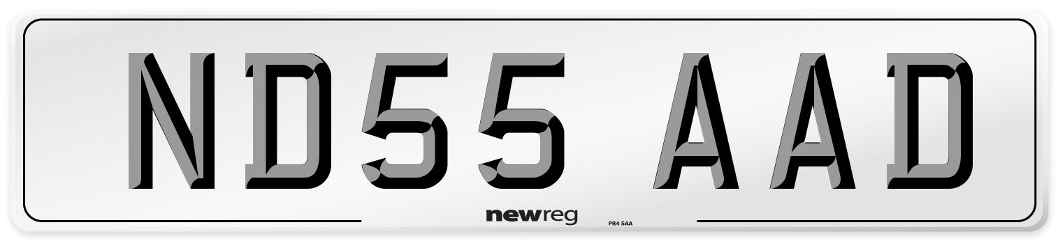 ND55 AAD Number Plate from New Reg